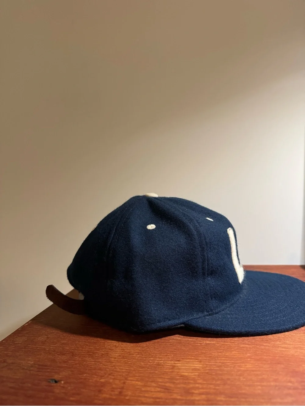 Navy Blue 'LA' Wool Baseball Cap